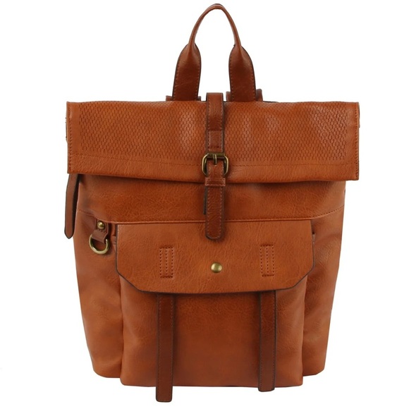 VEGAN LEATHER FOLD OVER BACK PACK. USED - Picture 2 of 2